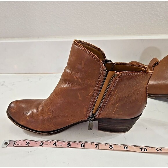 Lucky Brand Womens Basel Brown Ankle Boots Shoes 9M Cowgirl Booties Stacked Heel - Picture 6 of 8